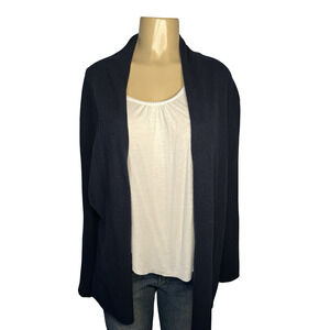 Neiman Marcus Sweater Womens XL Navy Blue Cashmere Open Cardigan